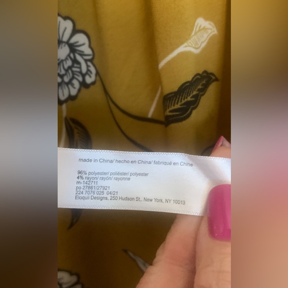 Eloquii Elements Floral Mustard Yellow Faux Wrap Dress Size 18/20 NWOT So pretty - Picture 7 of 10